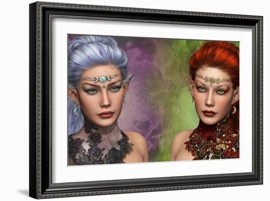 Two Female Elven-Atelier Sommerland-Framed Art Print