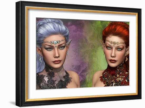 Two Female Elven-Atelier Sommerland-Framed Art Print