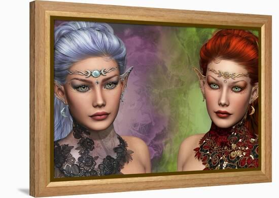 Two Female Elven-Atelier Sommerland-Framed Stretched Canvas