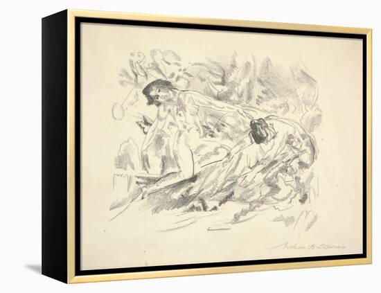 Two Female Figures in a Landscape (Pencil on Paper)-Arthur Bowen Davies-Framed Premier Image Canvas