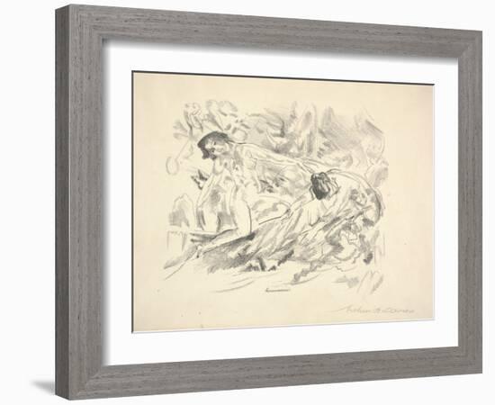 Two Female Figures in a Landscape (Pencil on Paper)-Arthur Bowen Davies-Framed Giclee Print