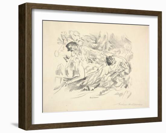 Two Female Figures in a Landscape (Pencil on Paper)-Arthur Bowen Davies-Framed Giclee Print