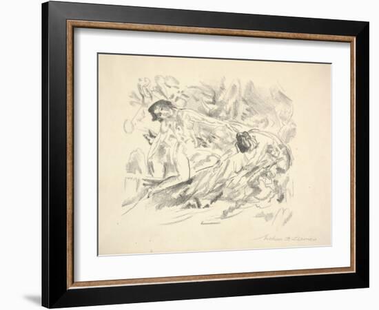 Two Female Figures in a Landscape (Pencil on Paper)-Arthur Bowen Davies-Framed Giclee Print