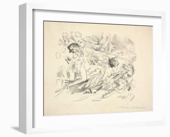 Two Female Figures in a Landscape (Pencil on Paper)-Arthur Bowen Davies-Framed Giclee Print