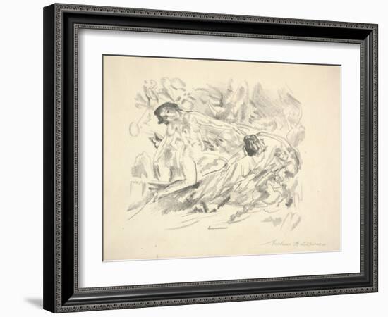 Two Female Figures in a Landscape (Pencil on Paper)-Arthur Bowen Davies-Framed Giclee Print