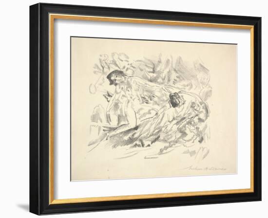 Two Female Figures in a Landscape (Pencil on Paper)-Arthur Bowen Davies-Framed Giclee Print
