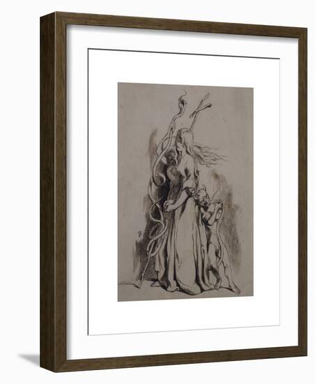 Two Female Figures with Cross and Serpent-Dante Gabriel Rossetti-Framed Premium Giclee Print