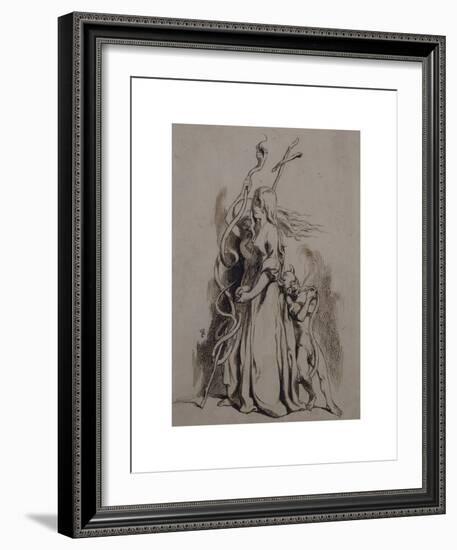 Two Female Figures with Cross and Serpent-Dante Gabriel Rossetti-Framed Premium Giclee Print