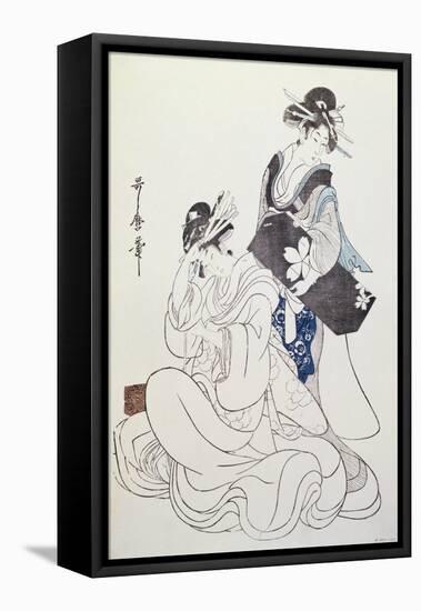 Two Female Figures-Kitagawa Utamaro-Framed Premier Image Canvas