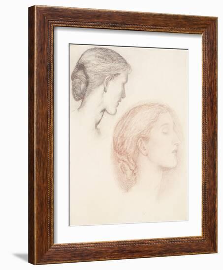 Two Female Heads, 1865-66 (Chalk on Paper)-Edward Coley Burne-Jones-Framed Giclee Print