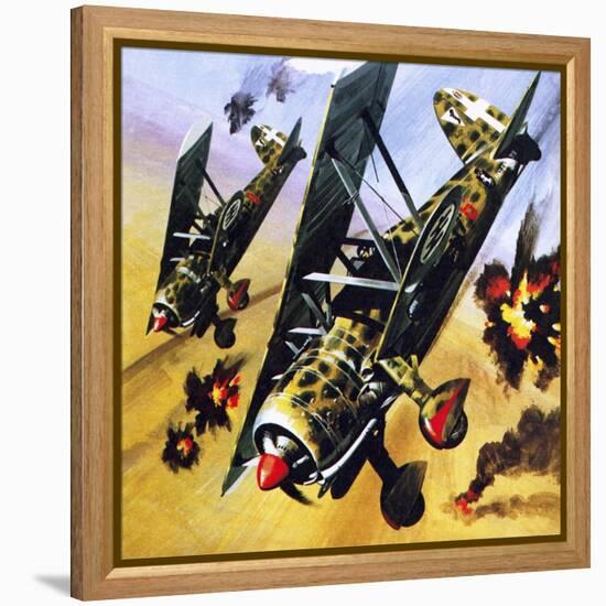 Two Fiat Cr 42S-Wilf Hardy-Framed Premier Image Canvas