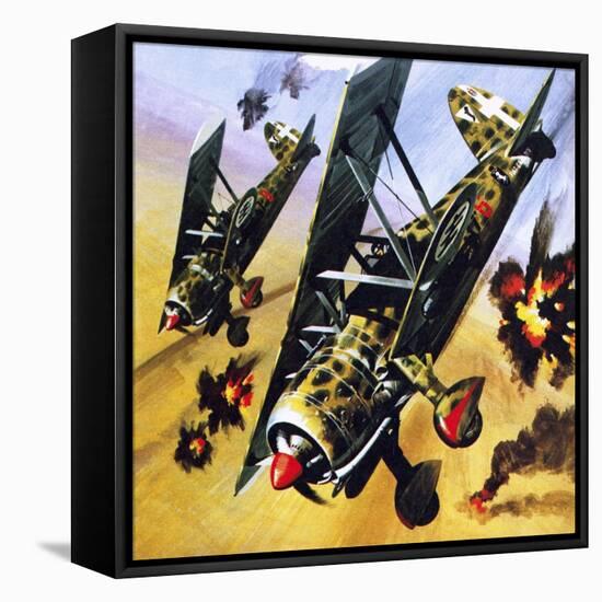 Two Fiat Cr 42S-Wilf Hardy-Framed Premier Image Canvas