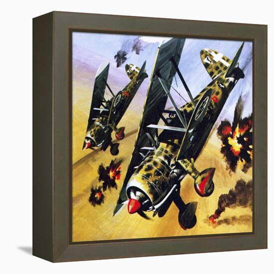 Two Fiat Cr 42S-Wilf Hardy-Framed Premier Image Canvas