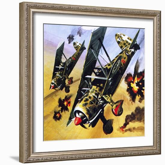 Two Fiat Cr 42S-Wilf Hardy-Framed Giclee Print