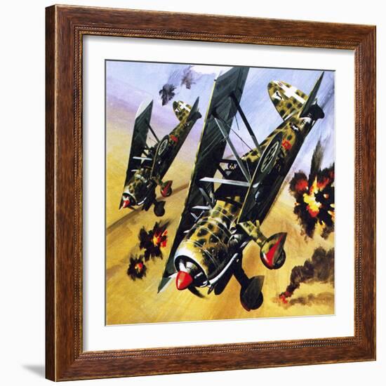 Two Fiat Cr 42S-Wilf Hardy-Framed Giclee Print