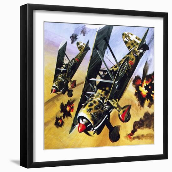 Two Fiat Cr 42S-Wilf Hardy-Framed Giclee Print