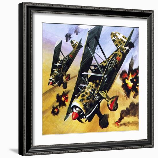 Two Fiat Cr 42S-Wilf Hardy-Framed Giclee Print