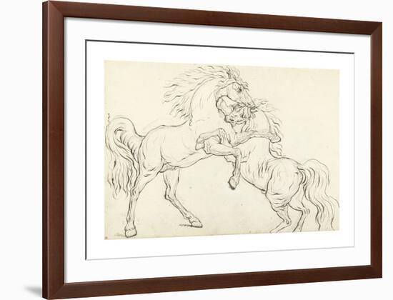 Two Fighting Stallions-George Stubbs-Framed Premium Giclee Print