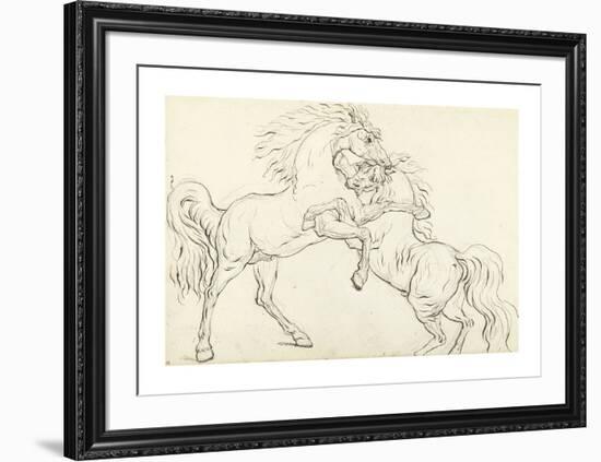 Two Fighting Stallions-George Stubbs-Framed Premium Giclee Print