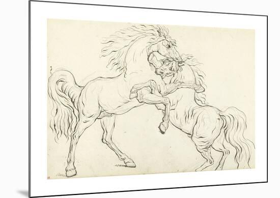 Two Fighting Stallions-George Stubbs-Mounted Premium Giclee Print