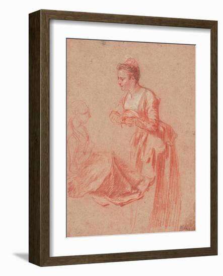 Two Figure Studies of a Young Woman, C. 1716-Jean Antoine Watteau-Framed Giclee Print
