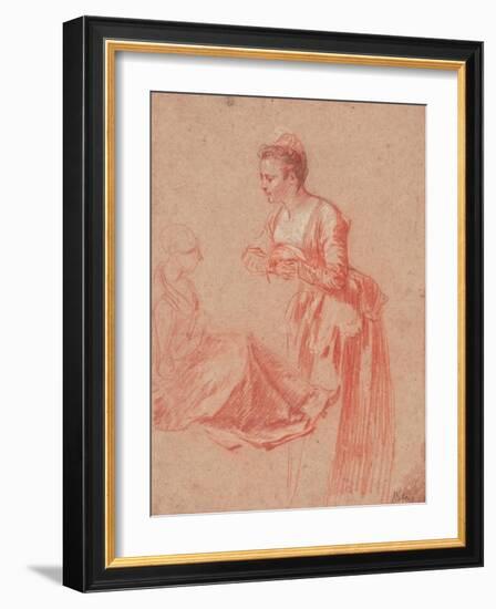 Two Figure Studies of a Young Woman, C. 1716-Jean Antoine Watteau-Framed Giclee Print