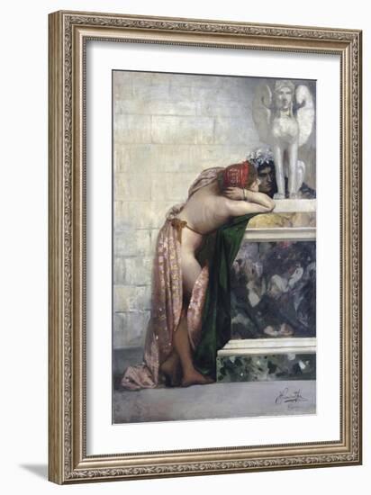 Two Figures by a Statue of Sphinx, 1870S-Henryk Siemiradzki-Framed Giclee Print