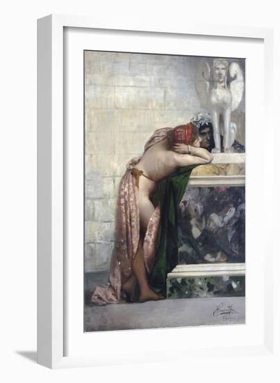 Two Figures by a Statue of Sphinx, 1870S-Henryk Siemiradzki-Framed Giclee Print