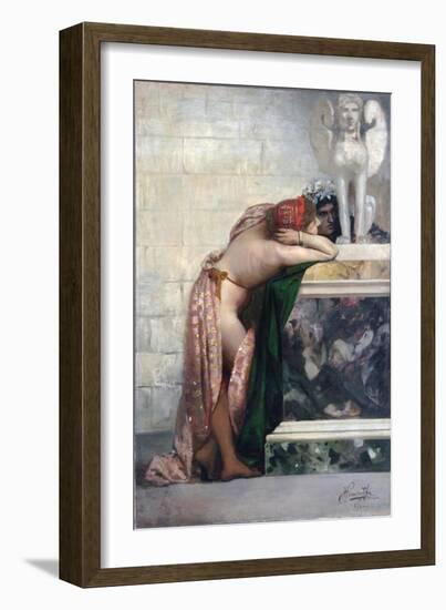 Two Figures by a Statue of Sphinx, 1870S-Henryk Siemiradzki-Framed Giclee Print