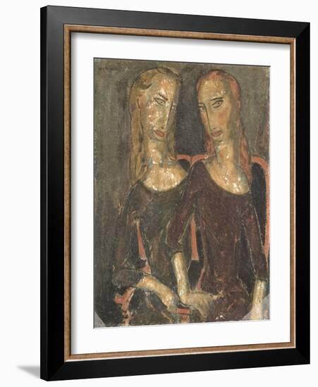 Two Figures, C.1925 (Oil on Composition Board)-Alfred Henry Maurer-Framed Giclee Print