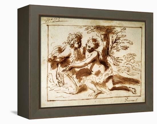 Two Figures in a Landscape, 17th Century-Pier Francesco Mola-Framed Premier Image Canvas