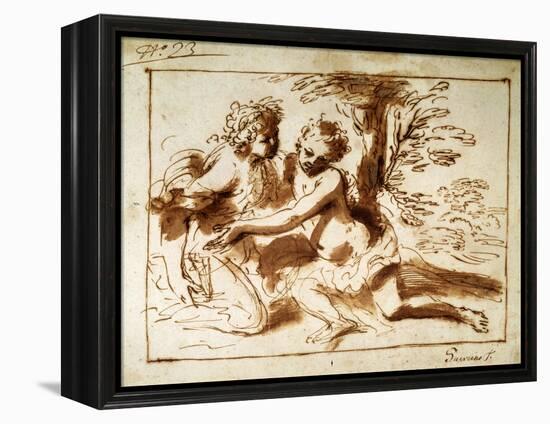 Two Figures in a Landscape, 17th Century-Pier Francesco Mola-Framed Premier Image Canvas