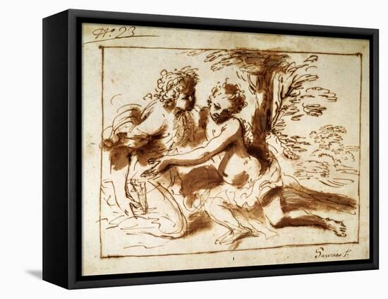 Two Figures in a Landscape, 17th Century-Pier Francesco Mola-Framed Premier Image Canvas