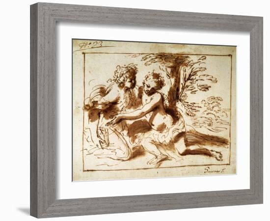 Two Figures in a Landscape, 17th Century-Pier Francesco Mola-Framed Giclee Print