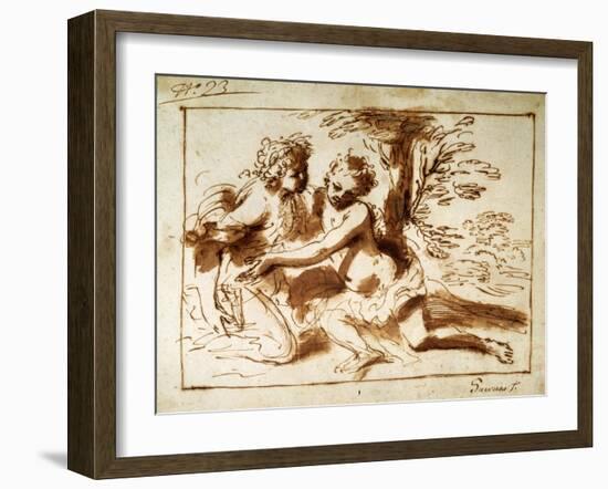 Two Figures in a Landscape, 17th Century-Pier Francesco Mola-Framed Giclee Print