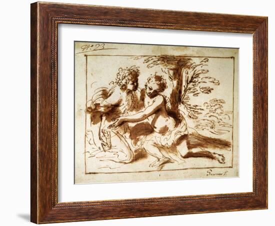 Two Figures in a Landscape, 17th Century-Pier Francesco Mola-Framed Giclee Print