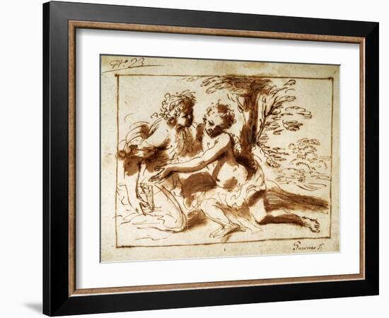 Two Figures in a Landscape, 17th Century-Pier Francesco Mola-Framed Giclee Print