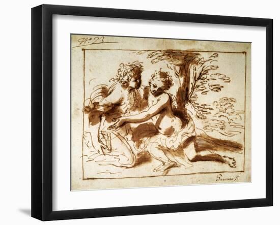 Two Figures in a Landscape, 17th Century-Pier Francesco Mola-Framed Giclee Print