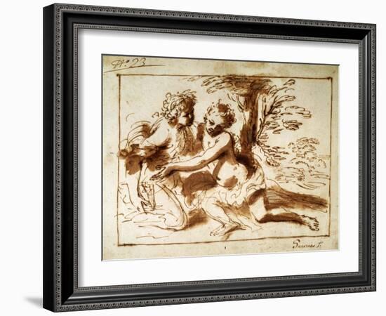 Two Figures in a Landscape, 17th Century-Pier Francesco Mola-Framed Giclee Print