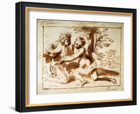 Two Figures in a Landscape, 17th Century-Pier Francesco Mola-Framed Giclee Print