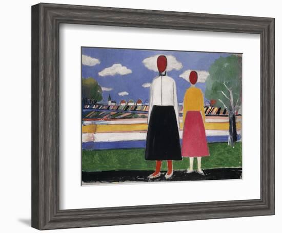 Two Figures in a Landscape, C.1931-32-Kasimir Malevich-Framed Giclee Print