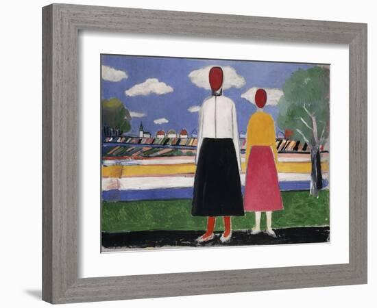 Two Figures in a Landscape, C.1931-32-Kasimir Malevich-Framed Giclee Print