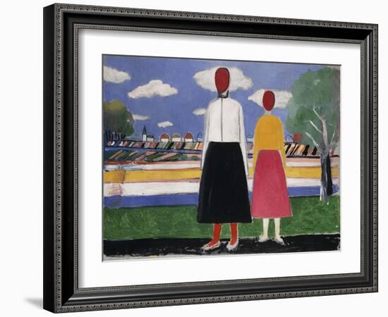 Two Figures in a Landscape, C.1931-32-Kasimir Malevich-Framed Giclee Print