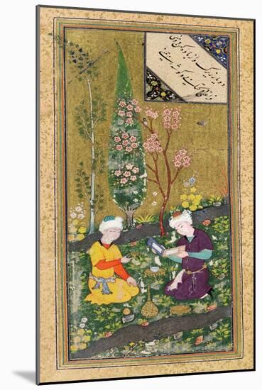 Two Figures Reading and Relaxing in an Orchard, circa 1540-50-null-Mounted Giclee Print