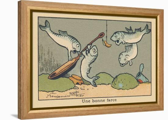 Two Fish Hook a Pan to the Hook in the Fisherman's Line.” A Good Joke” ,1936 (Illustration)-Benjamin Rabier-Framed Premier Image Canvas