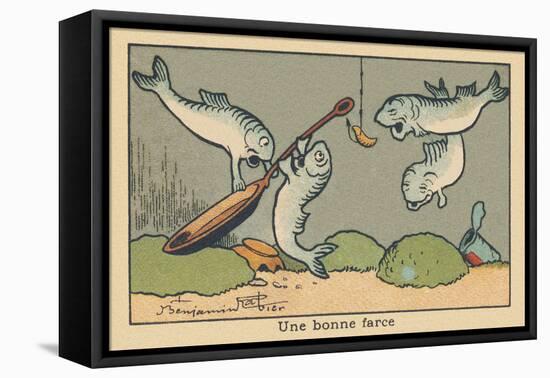 Two Fish Hook a Pan to the Hook in the Fisherman's Line.” A Good Joke” ,1936 (Illustration)-Benjamin Rabier-Framed Premier Image Canvas