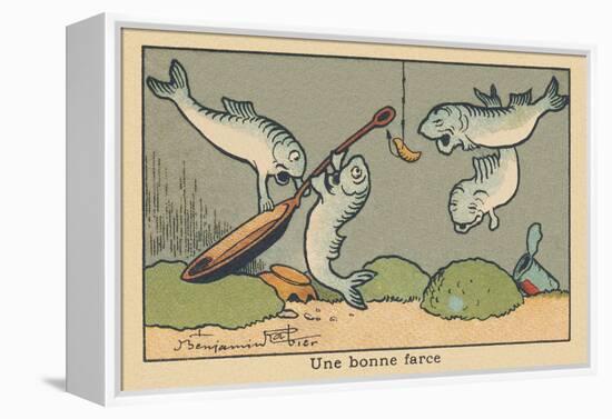 Two Fish Hook a Pan to the Hook in the Fisherman's Line.” A Good Joke” ,1936 (Illustration)-Benjamin Rabier-Framed Premier Image Canvas