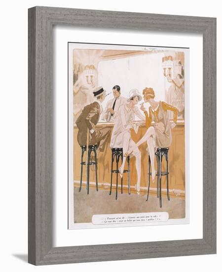 Two Flappers Gossip at a Bar-Paul Fournier-Framed Art Print