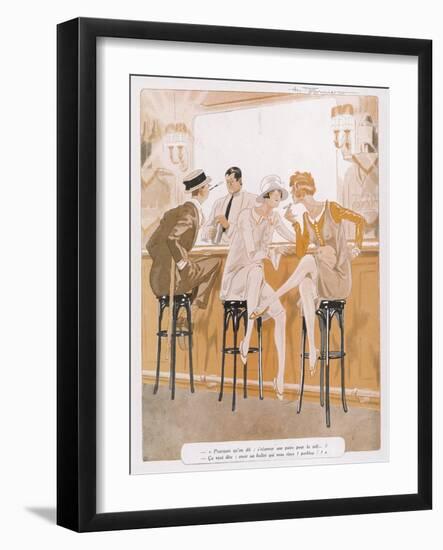 Two Flappers Gossip at a Bar-Paul Fournier-Framed Art Print