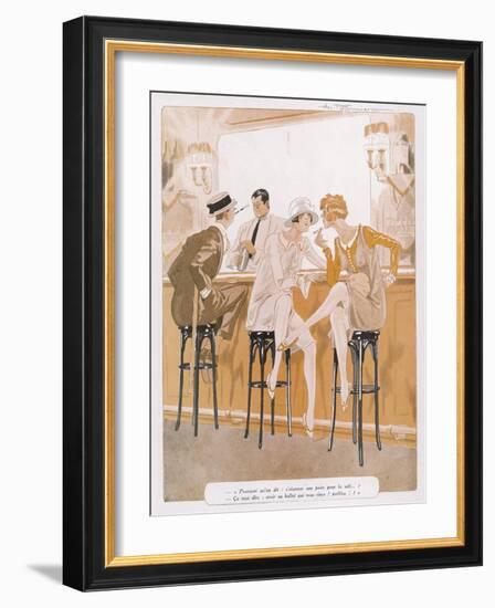 Two Flappers Gossip at a Bar-Paul Fournier-Framed Art Print